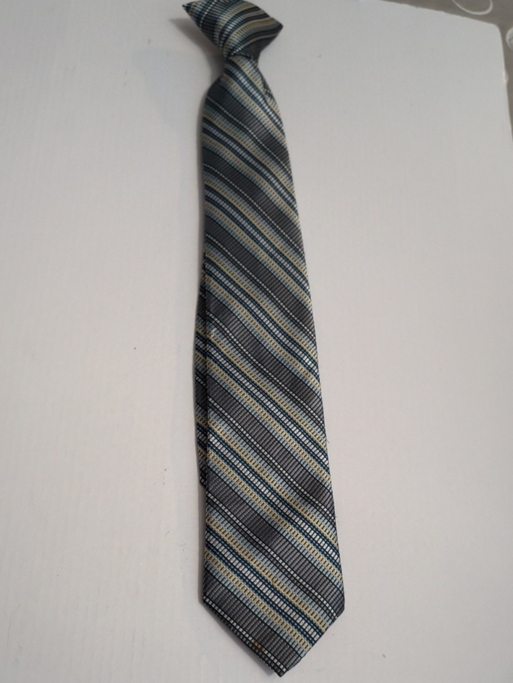 George Blue, Gray, and Cream Diagonal Stripe Tie